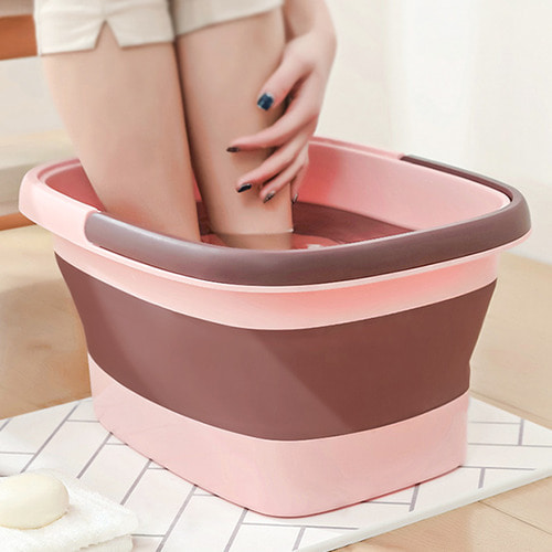 인블룸 접이식 TPR 휴대용 족욕기 (사각손잡이) - 핑크